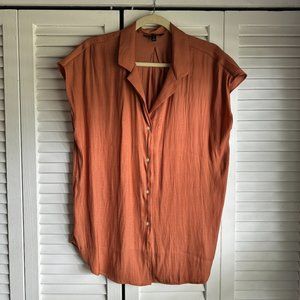 Banana Republic Short-Sleeve Oversized Button Down in Rust